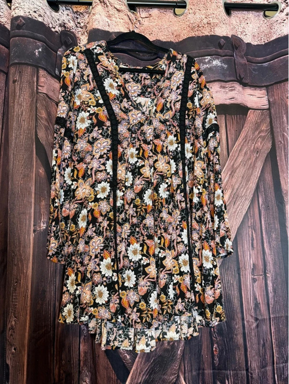 Altar'd State Black Floral Boho Tunic Dress
